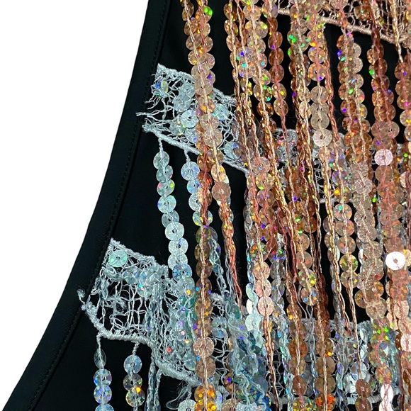 NWT Jaded London AS IS Black Sequin Fringe Sleeveless Bodysuit - Picture 6 of 13